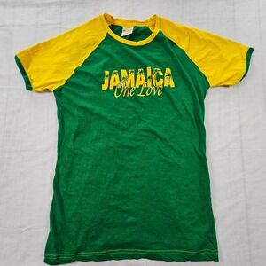 Jamaica One Love Green Yellow Short Sleeve Cotton T-Shirt Youth XL